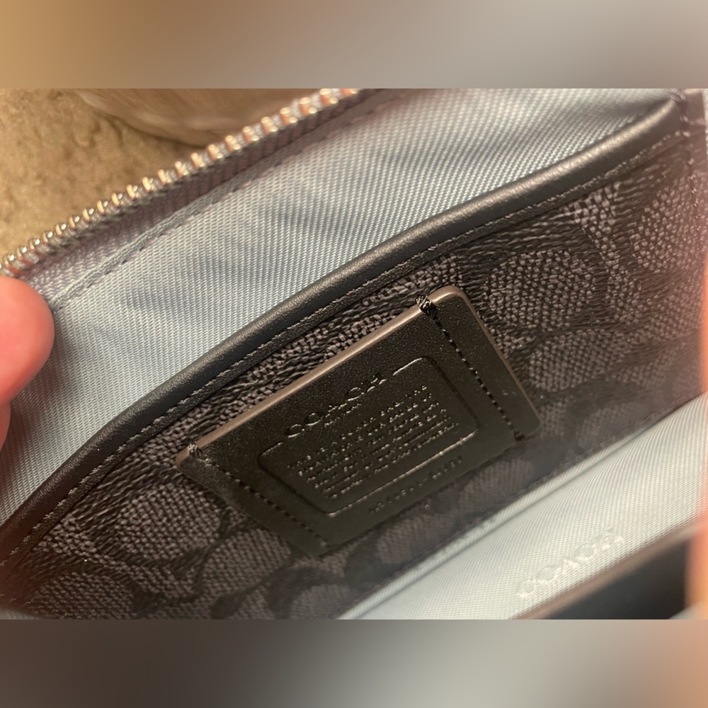 Coach 🩶🩵 mini Grey Blue Signature Canvas Pouch bag wristlet purse NWOT - Picture 15 of 15